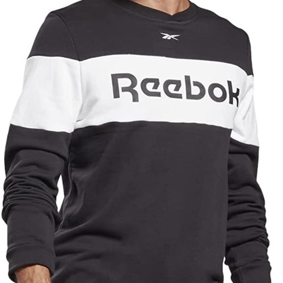 🆕Reebok Men's Training Essentials Graphic Sweatshirt, MD-Black/White Colorblock - Picture 6 of 6